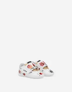 Printed lambskin low-top sneakers