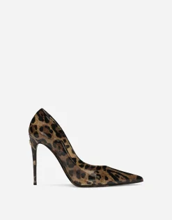 Printed polished calfskin pumps