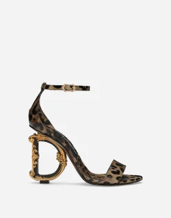 Printed polished calfskin Baroque DG sandals