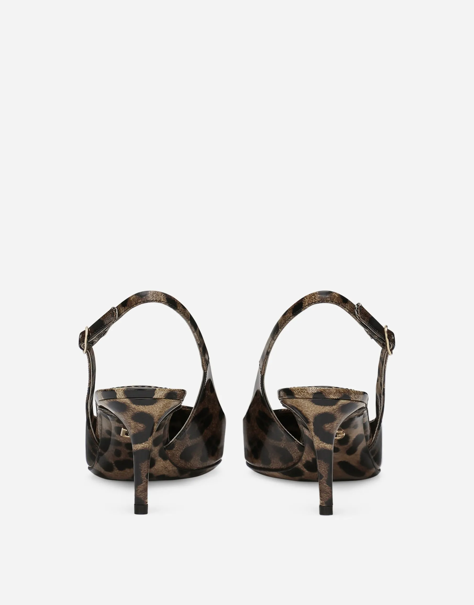 Printed polished calfskin slingbacks