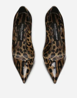 Printed polished calfskin pumps