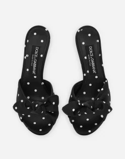 Printed satin mules