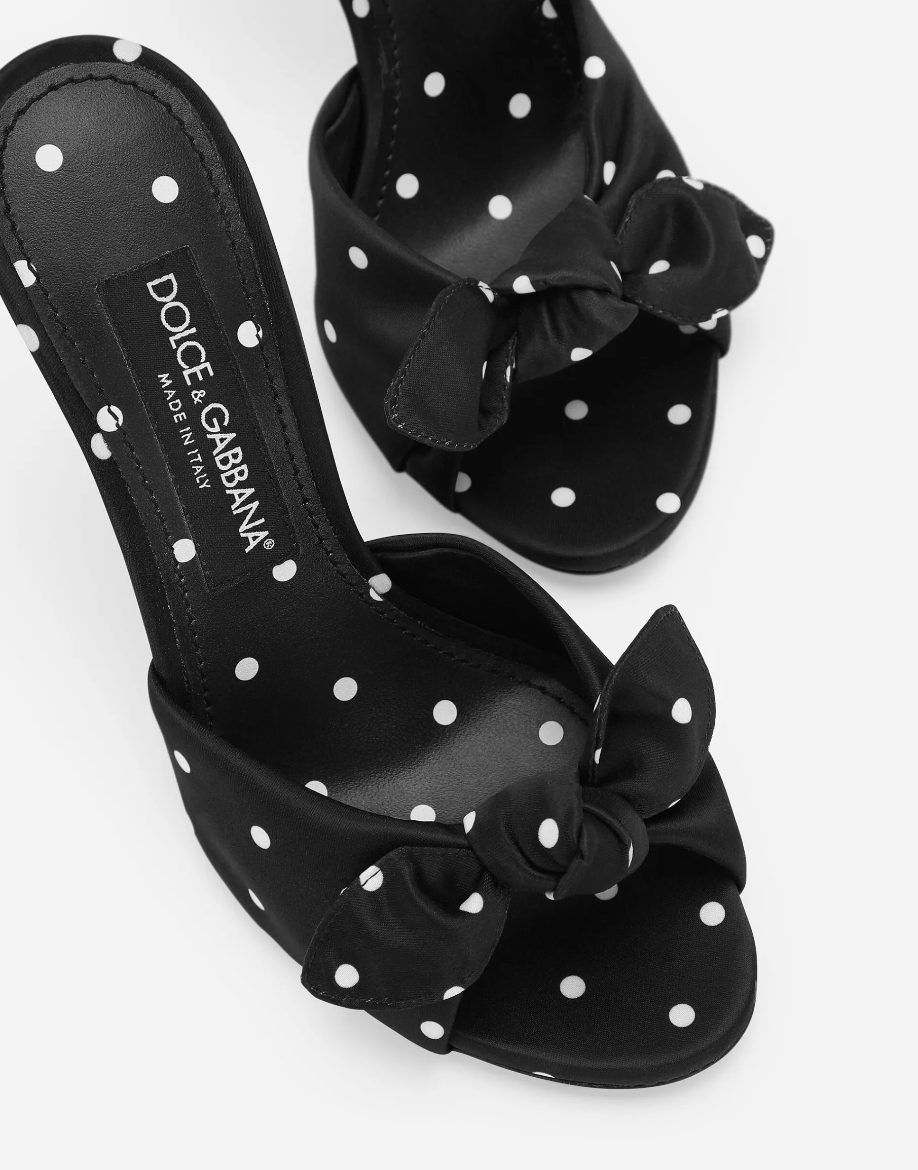 Printed satin mules