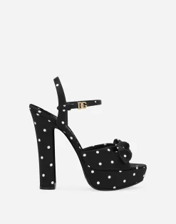 Printed satin platform sandals