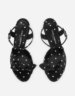 Printed satin platform sandals