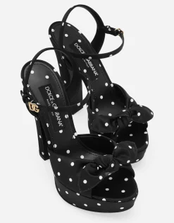 Printed satin platform sandals