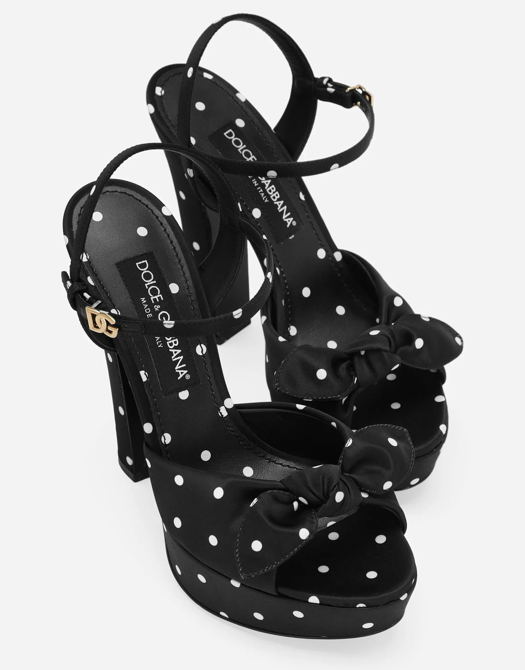 Printed satin platform sandals