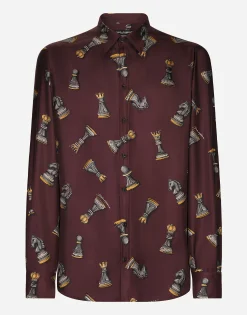 Printed silk Martini-fit shirt