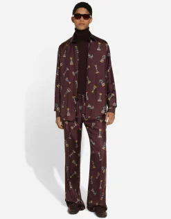 Printed silk Martini-fit shirt