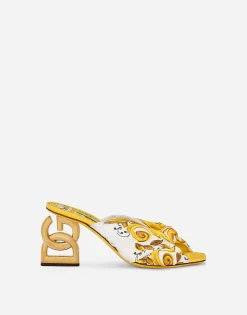 Printed silk twill DG Pop sandals