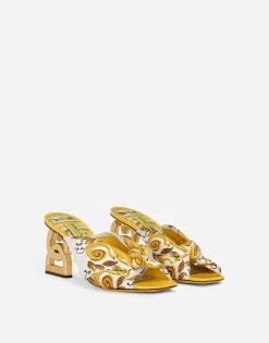 Printed silk twill DG Pop sandals