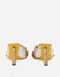Printed silk twill DG Pop sandals