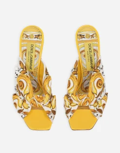 Printed silk twill DG Pop sandals