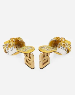 Printed silk twill DG Pop sandals
