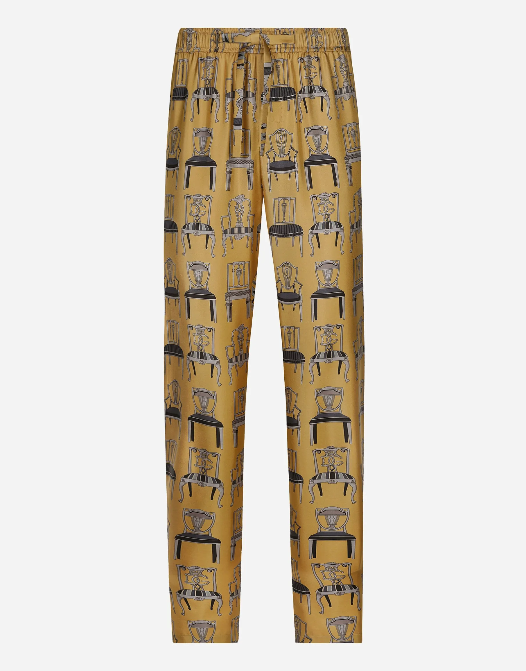Printed silk twill jogging pants