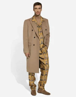 Printed silk twill jogging pants
