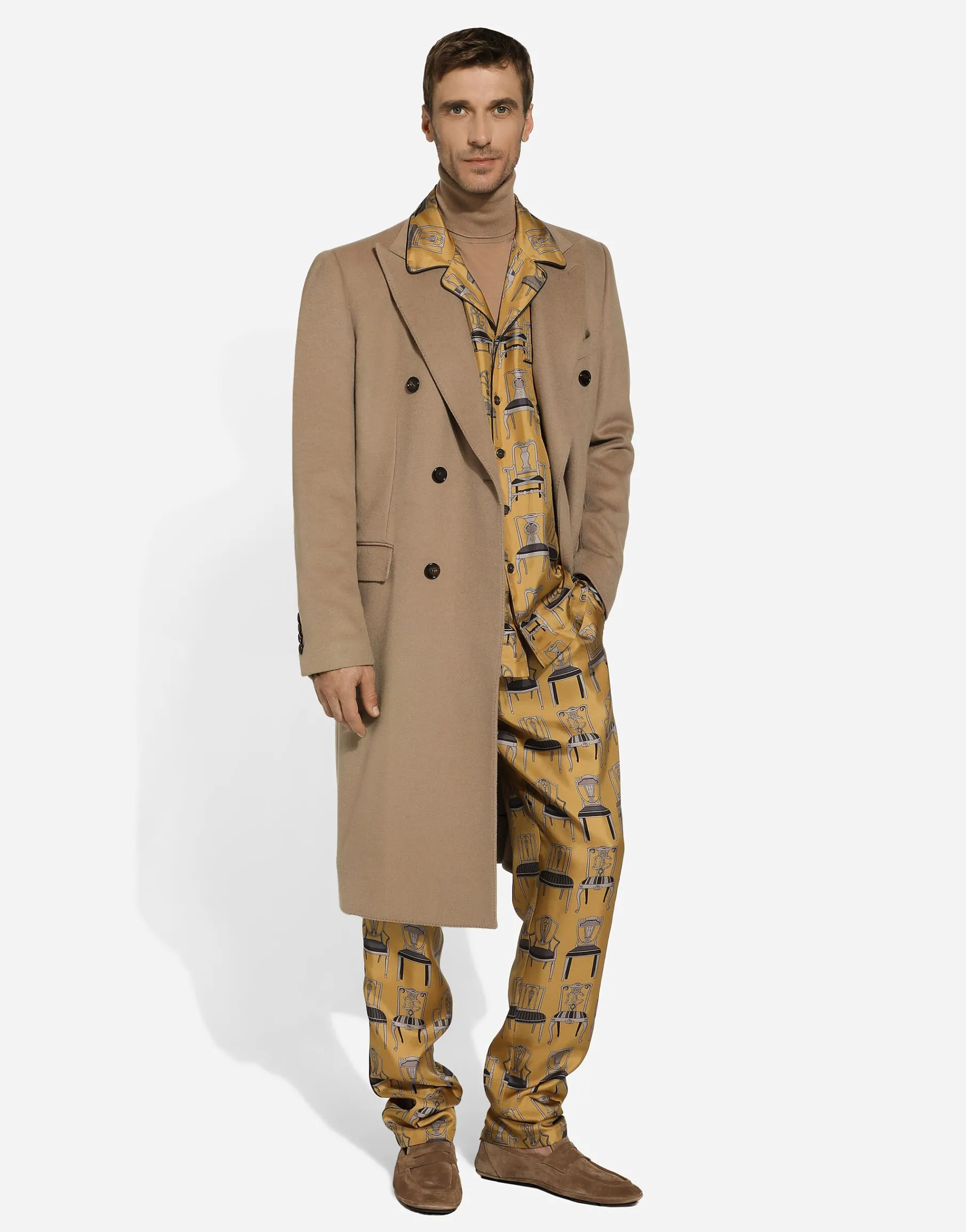 Printed silk twill jogging pants