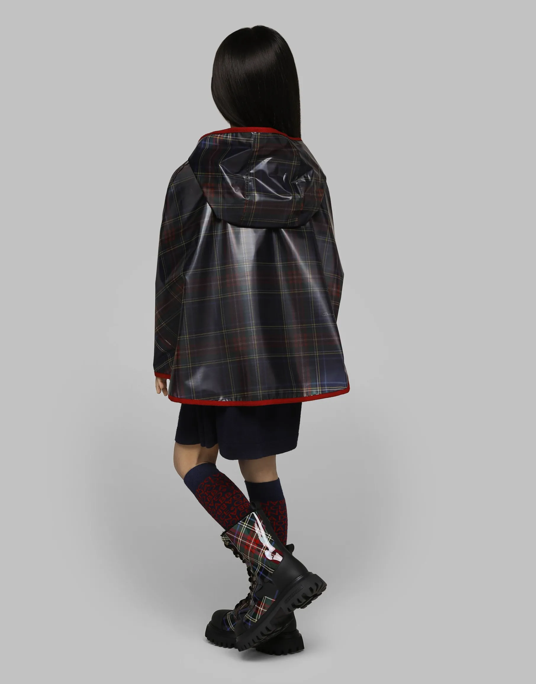 PVC cape with tartan print