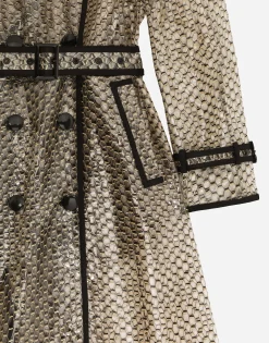 PVC-bonded lurex mesh trench coat