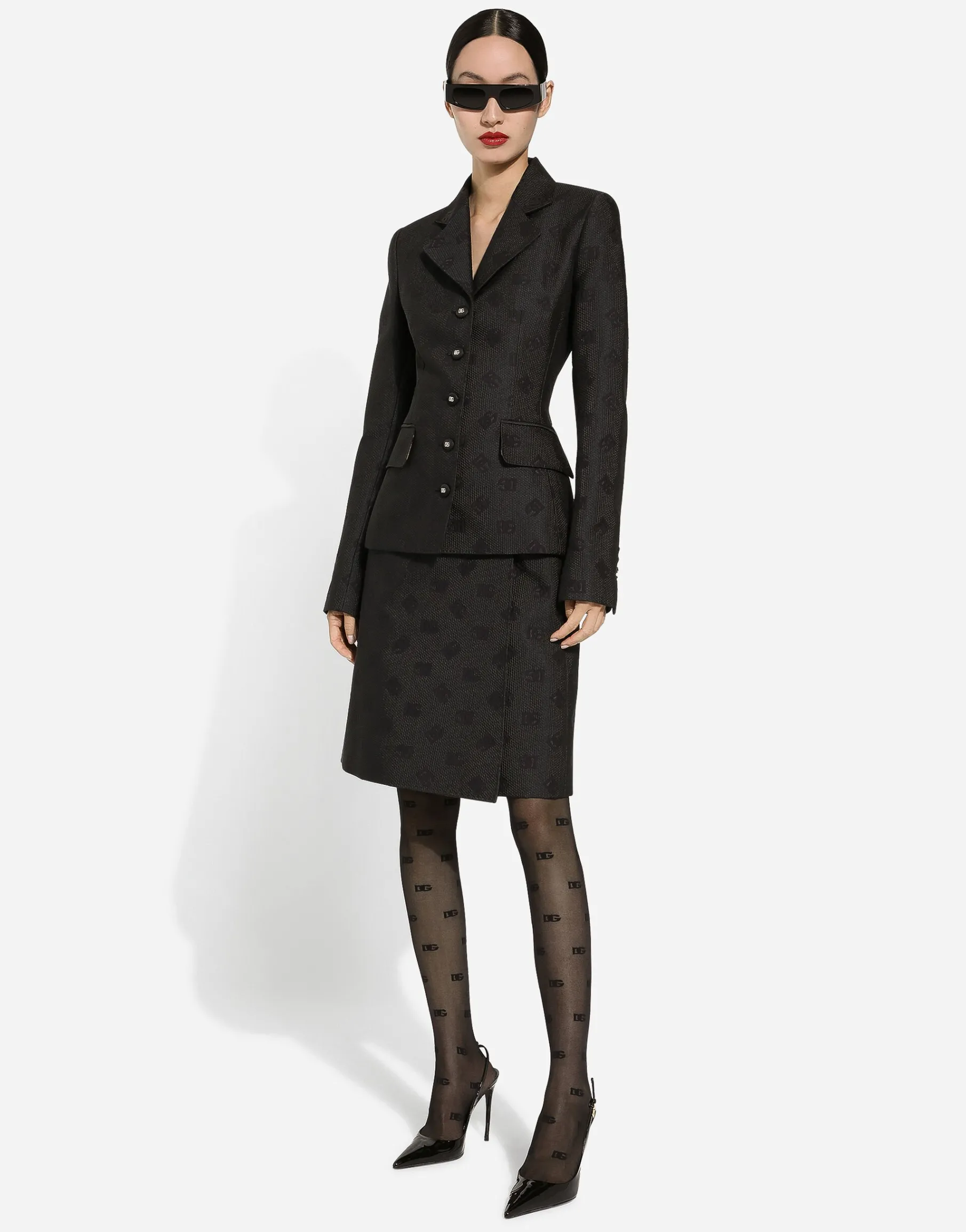Quilted jacquard Dolce jacket with DG logo