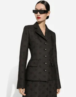 Quilted jacquard Dolce jacket with DG logo