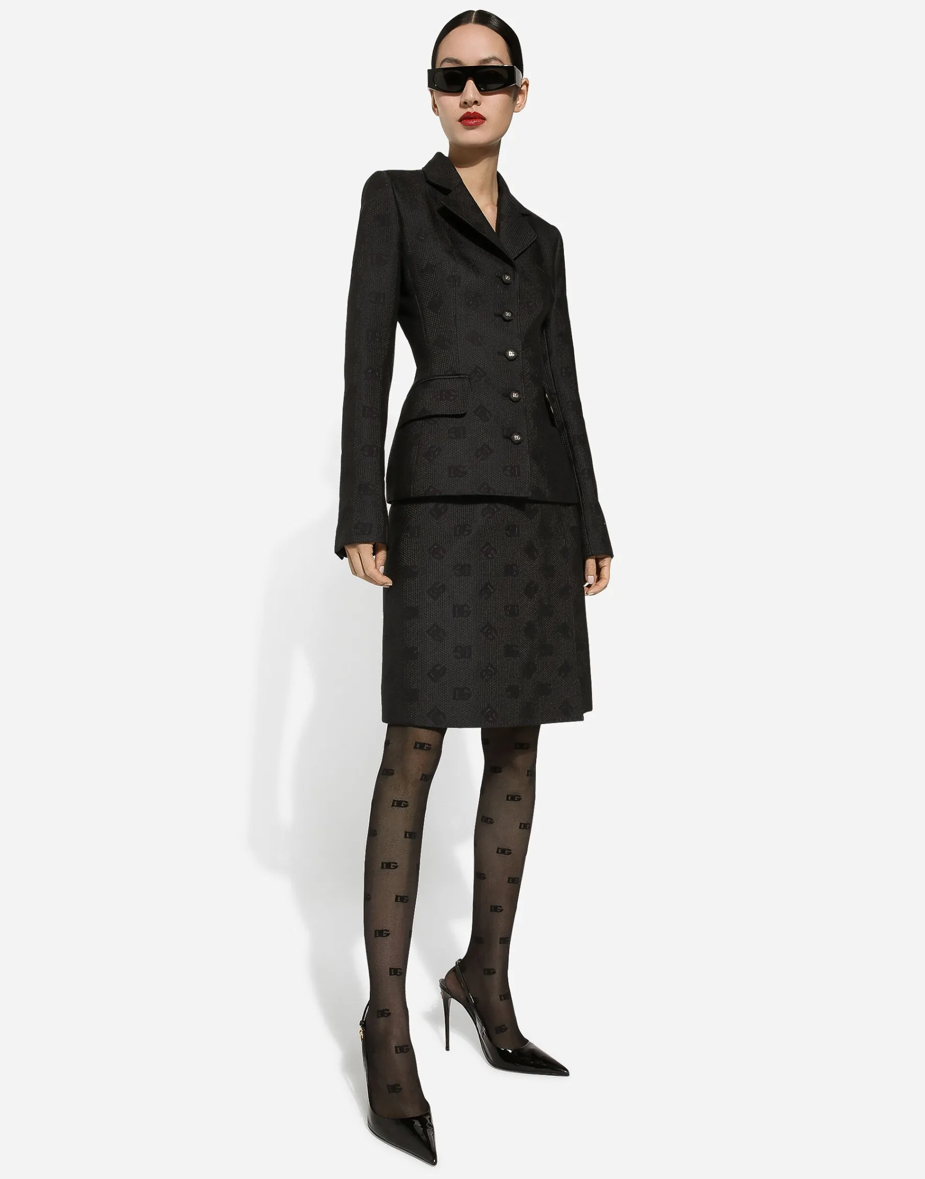 Quilted jacquard Dolce jacket with DG logo