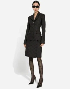 Quilted jacquard midi skirt with DG logo