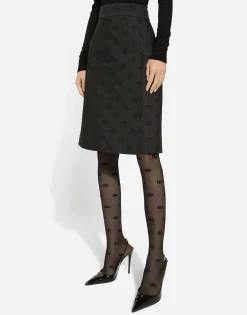 Quilted jacquard midi skirt with DG logo