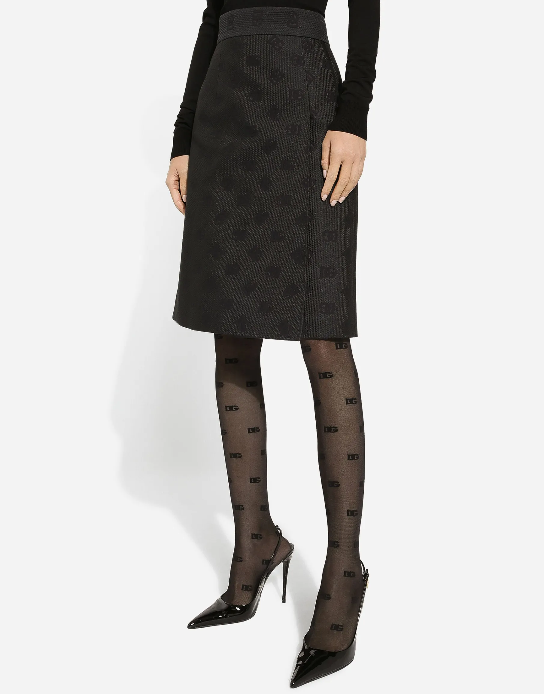 Quilted jacquard midi skirt with DG logo