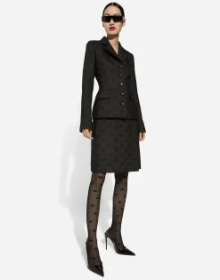 Quilted jacquard midi skirt with DG logo