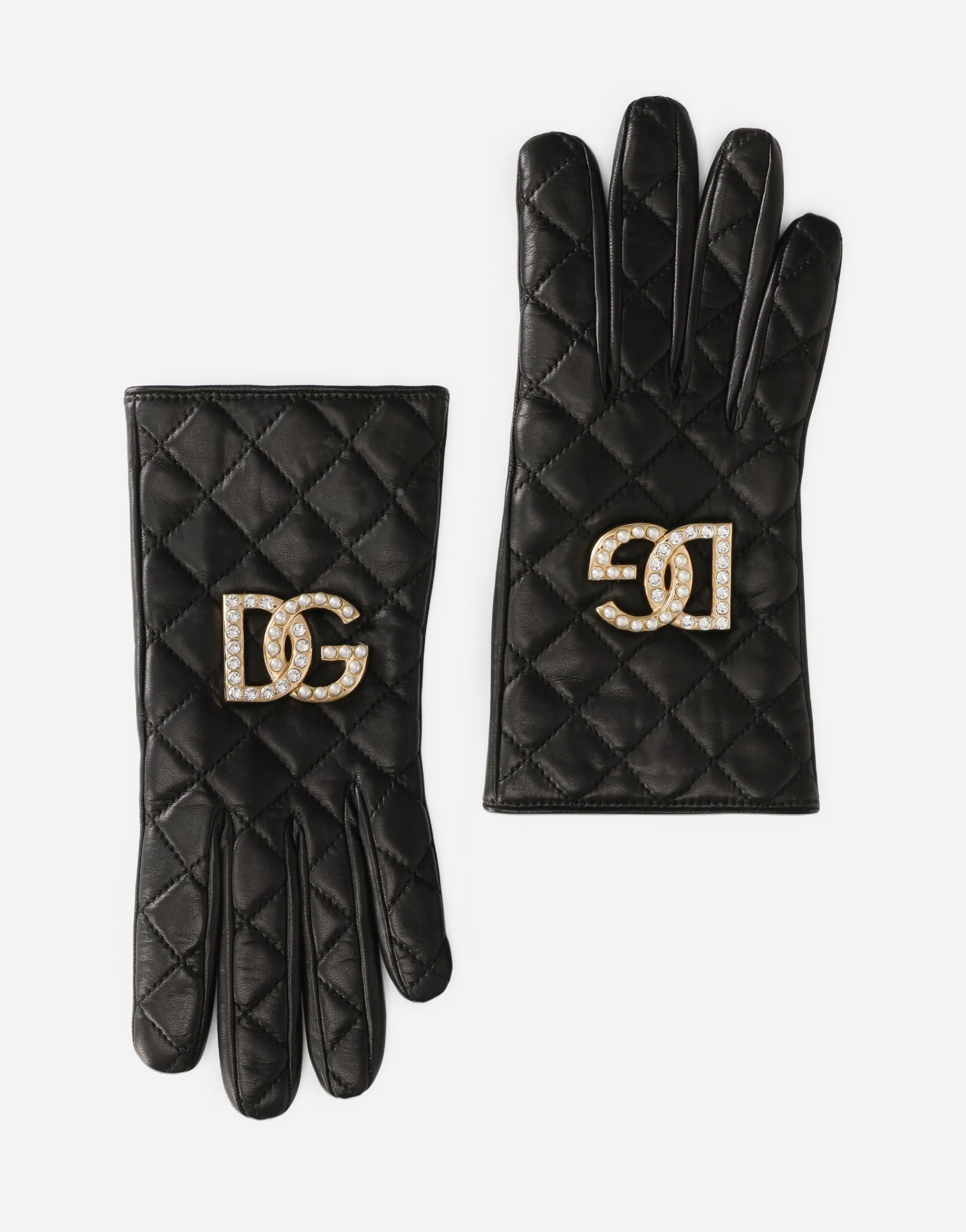 Quilted nappa leather gloves with DG logo