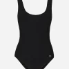 Racer-style one-piece swimsuit