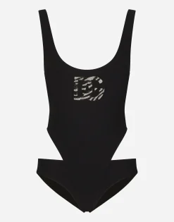 Racing swimsuit with bikini bottoms and DG logo