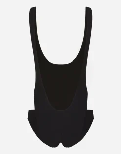 Racing swimsuit with bikini bottoms and DG logo