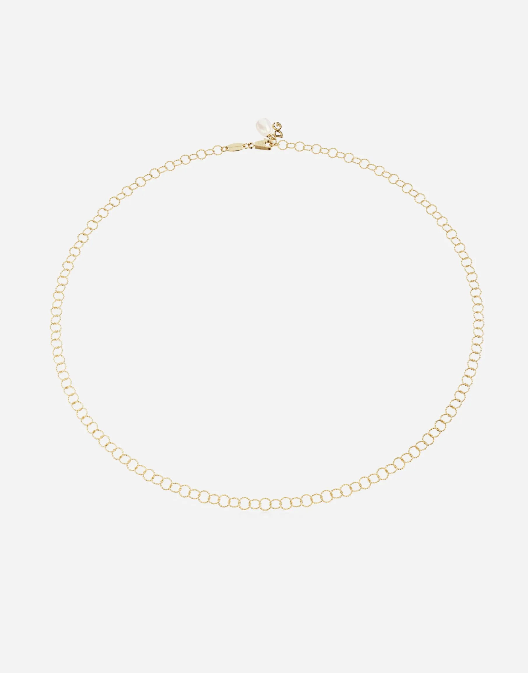 Rainbow alphabet 18 kt yellow gold twisted wire chain necklace