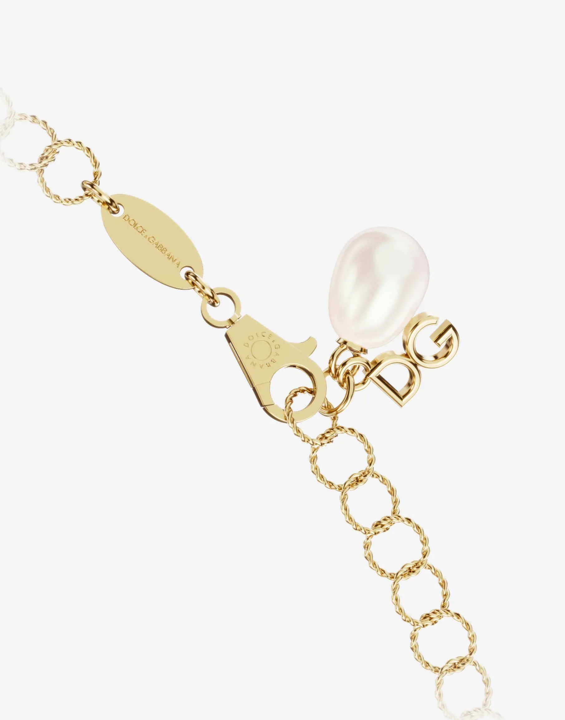 Rainbow alphabet 18 kt yellow gold twisted wire chain necklace