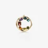 Rainbow alphabet C ring in yellow gold with multicolor fine gems