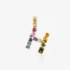 Rainbow alphabet H 18 kt yellow gold charm with multicolor fine gems