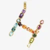 Rainbow alphabet H 18 kt yellow gold charm with multicolor fine gems