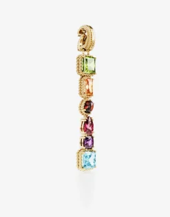 Rainbow alphabet I 18 kt yellow gold charm with multicolor fine gems