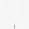 Rainbow alphabet I pendant in yellow gold with multicolor fine gems
