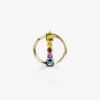Rainbow alphabet I ring in yellow gold with multicolor fine gems