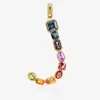Rainbow alphabet J 18 kt yellow gold charm with multicolor fine gems