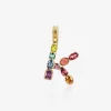 Rainbow alphabet K 18 kt yellow gold charm with multicolor fine gems