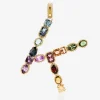 Rainbow alphabet K 18 kt yellow gold charm with multicolor fine gems
