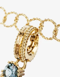 Rainbow alphabet K 18 kt yellow gold charm with multicolor fine gems