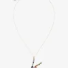 Rainbow alphabet K pendant in yellow gold with multicolor fine gems