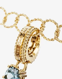 Rainbow alphabet L 18 kt yellow gold charm with multicolor fine gems