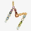 Rainbow alphabet M 18 kt yellow gold charm with multicolor fine gems