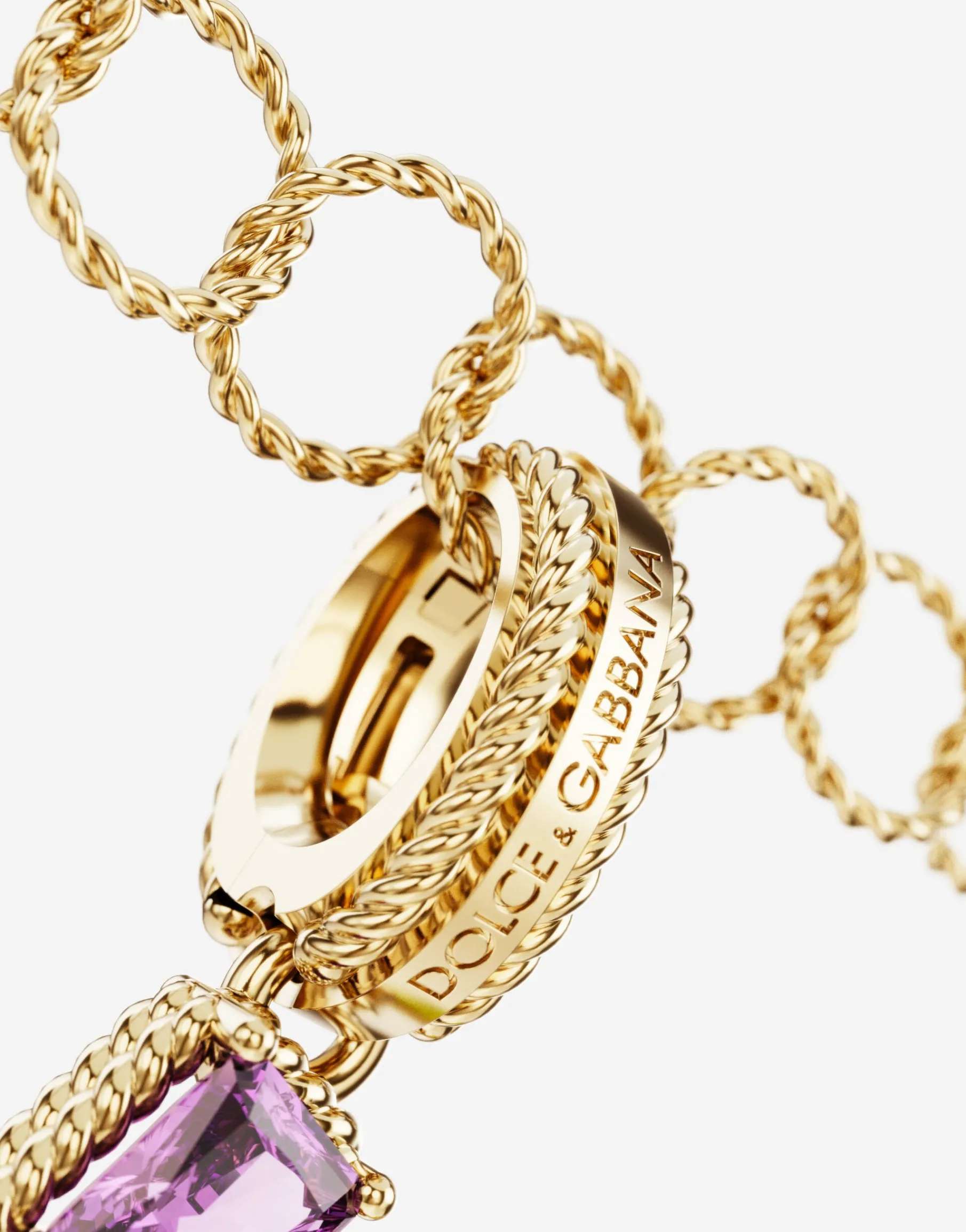 Rainbow alphabet N 18 kt yellow gold charm with multicolor fine gems